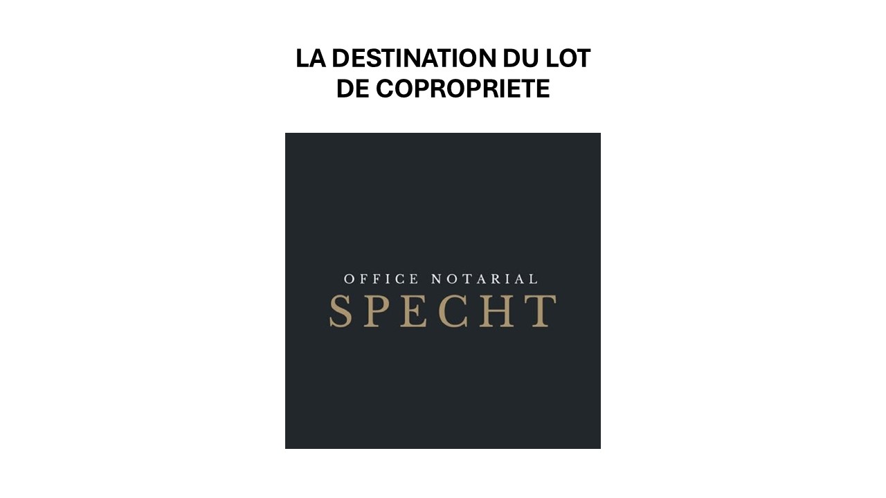 La destination du lot de copropriété